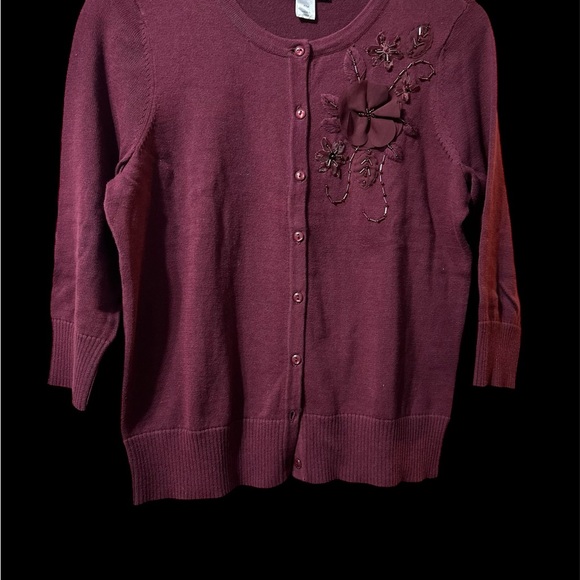Christopher & Banks Maroon Blouse Size Medium Petite - Picture 7 of 9